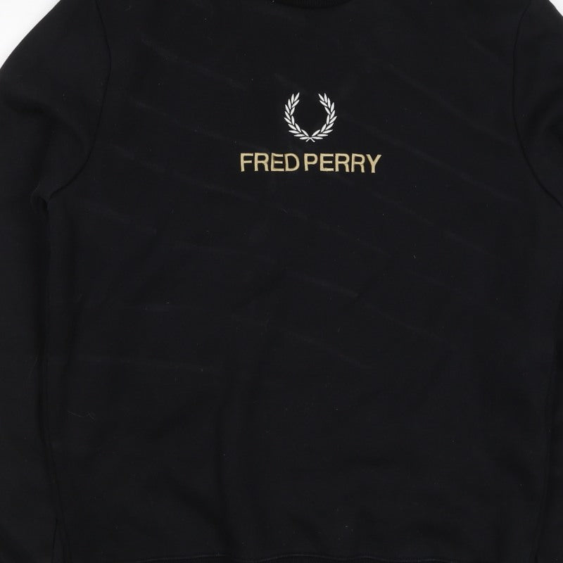 Fred Perry Men’s Black M Crew Neck Logo Graphic Pullover Sweatshirt