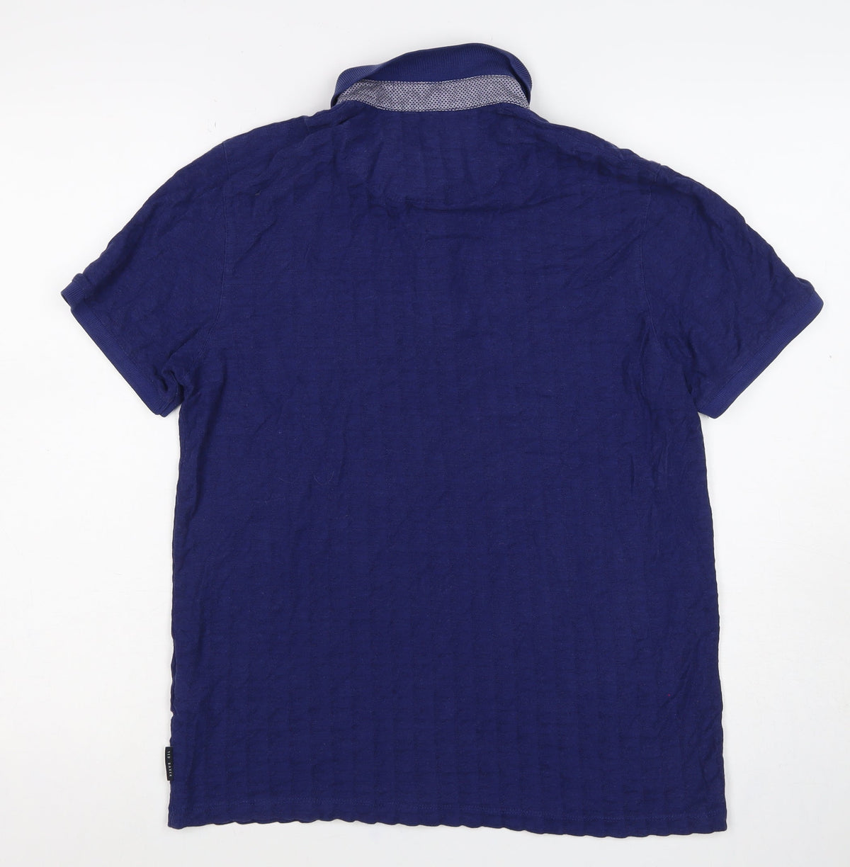 Ted Baker Men's Blue M Short Sleeve Button-Down Cotton Modal Polo Shirt