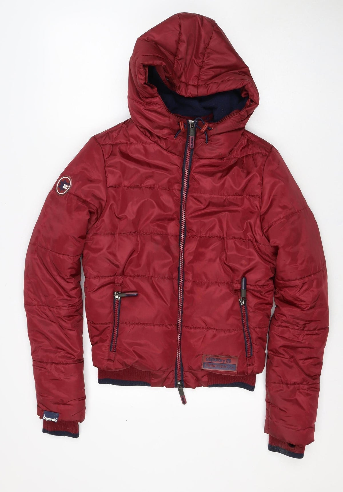 Superdry Women’s Red Size S Hooded Puffer Jacket Quilted Zip