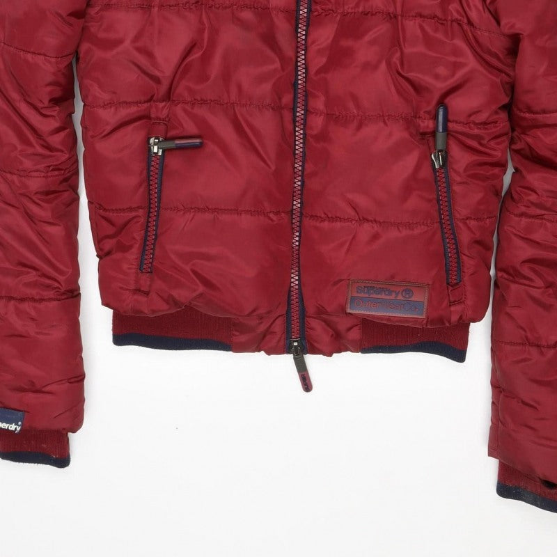Superdry Women’s Red Size S Hooded Puffer Jacket Quilted Zip
