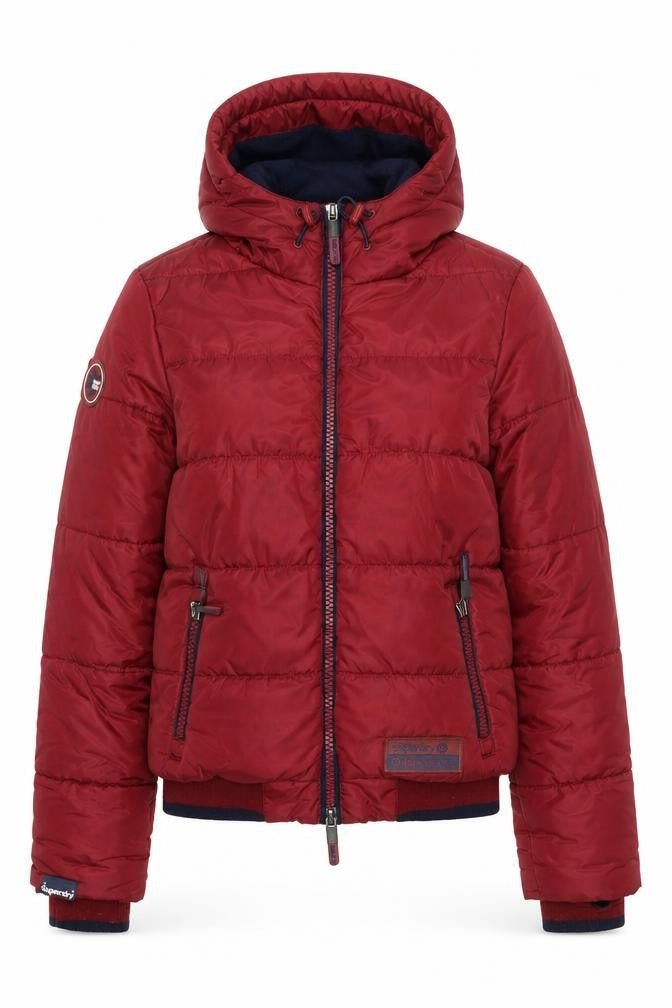 Superdry Women’s Red Size S Hooded Puffer Jacket Quilted Zip