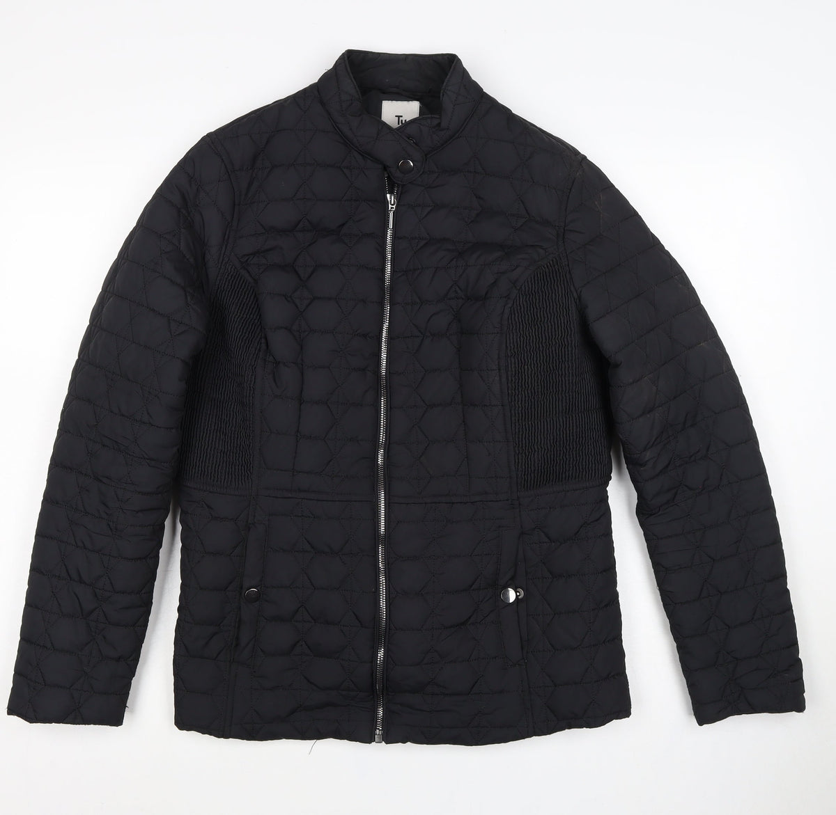 Tu Women's Black UK 14 Quilted Puffer Jacket Zip Pockets
