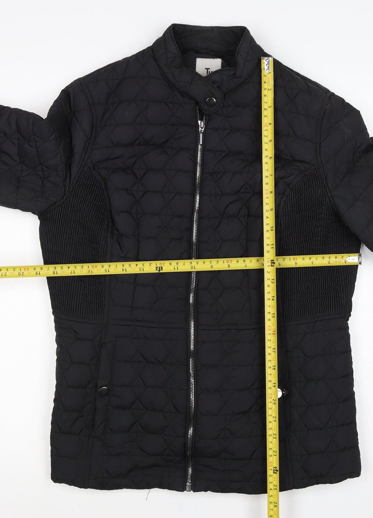 Tu Women's Black UK 14 Quilted Puffer Jacket Zip Pockets