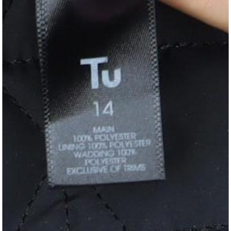 Tu Women's Black UK 14 Quilted Puffer Jacket Zip Pockets