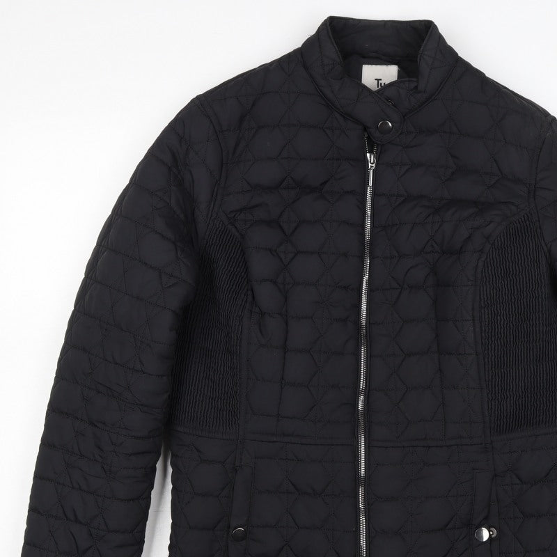 Tu Women's Black UK 14 Quilted Puffer Jacket Zip Pockets
