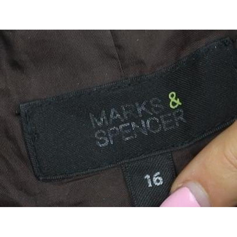 Marks & Spencer Women Brown Size 16 Quilted Faux Fur Trim Padded Coat