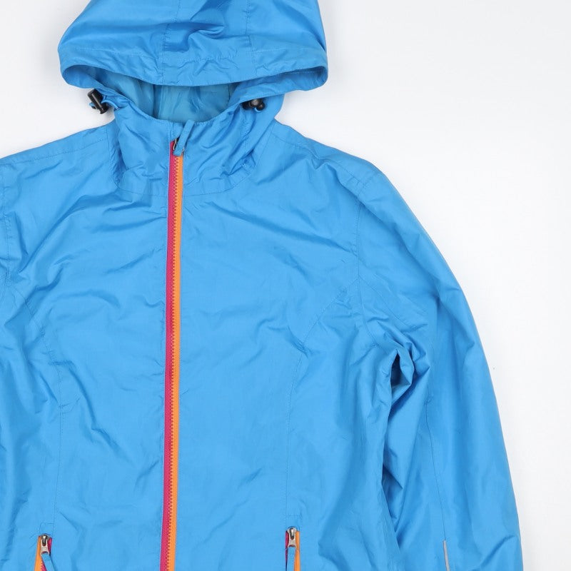 Crane Women's Blue S Hooded Rain Jacket Full Zip Reflective