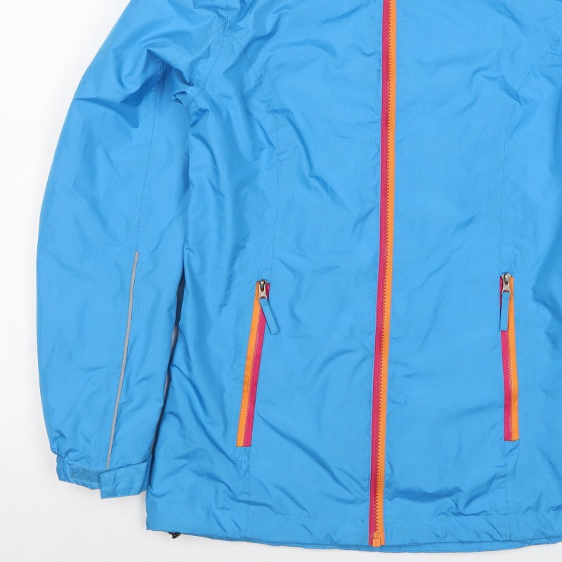 Crane Women's Blue S Hooded Rain Jacket Full Zip Reflective