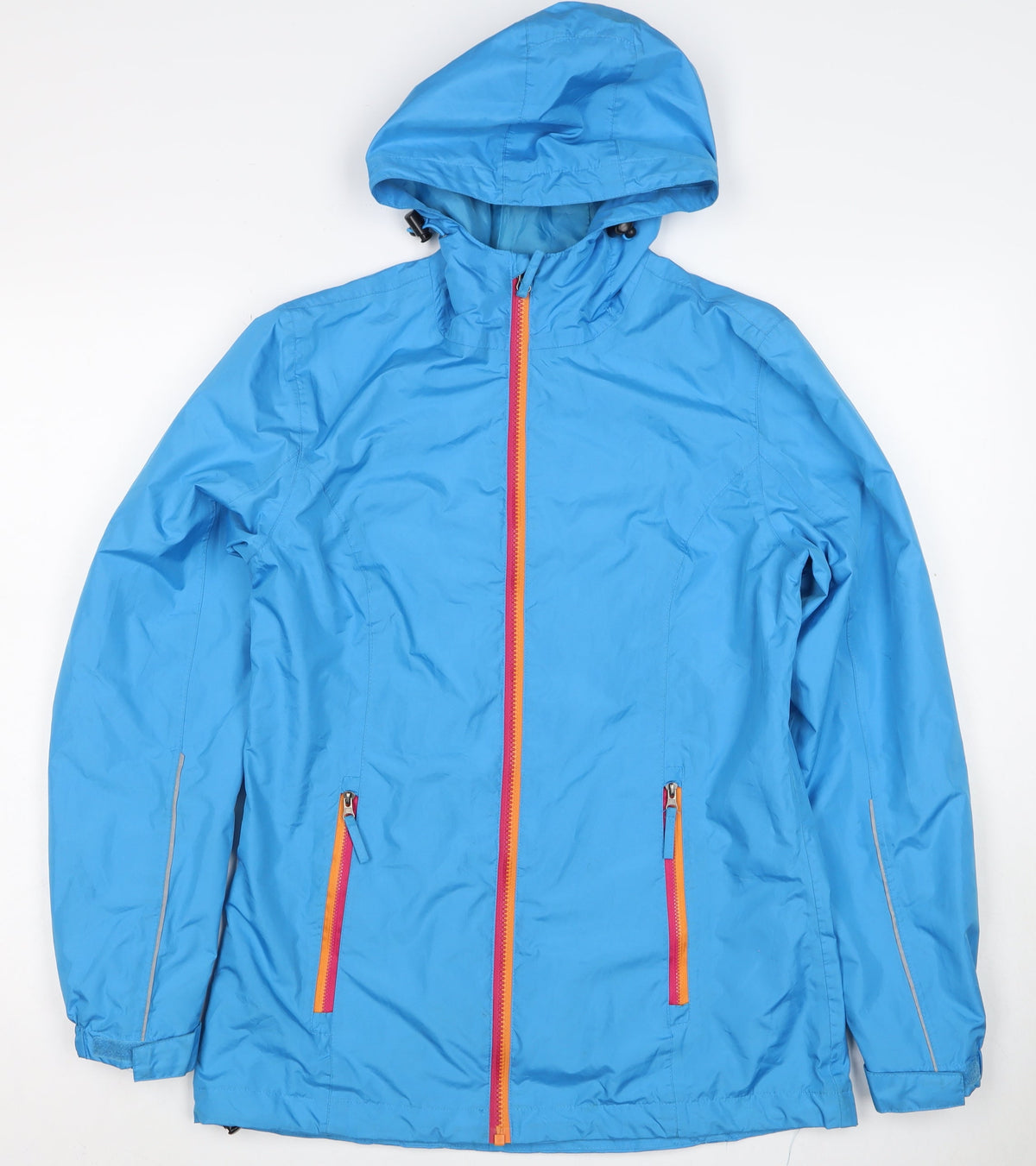 Crane Women's Blue S Hooded Rain Jacket Full Zip Reflective