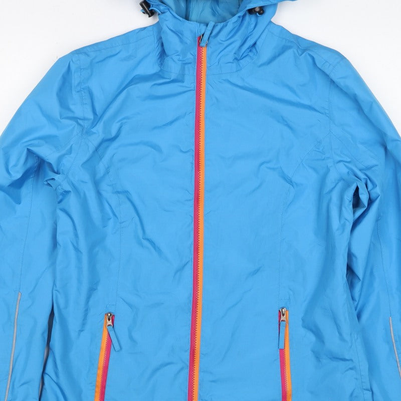 Crane Women's Blue S Hooded Rain Jacket Full Zip Reflective