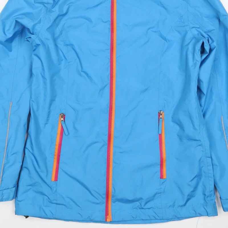 Crane Women's Blue S Hooded Rain Jacket Full Zip Reflective
