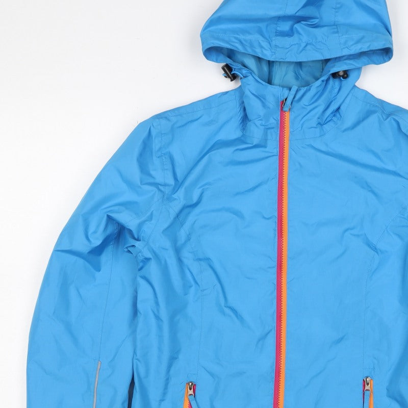 Crane Women's Blue S Hooded Rain Jacket Full Zip Reflective