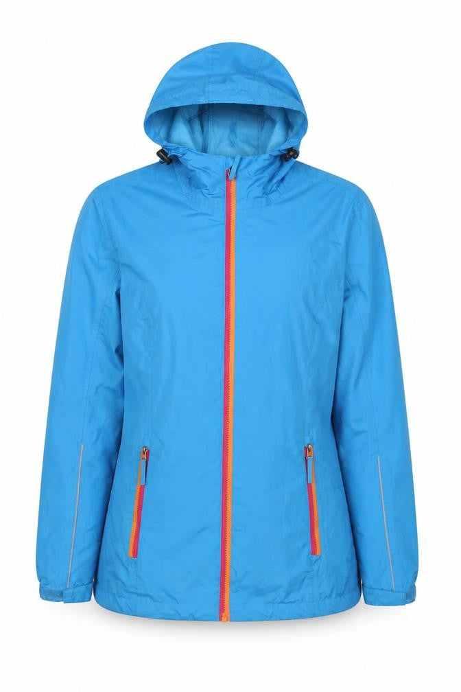 Crane Women's Blue S Hooded Rain Jacket Full Zip Reflective