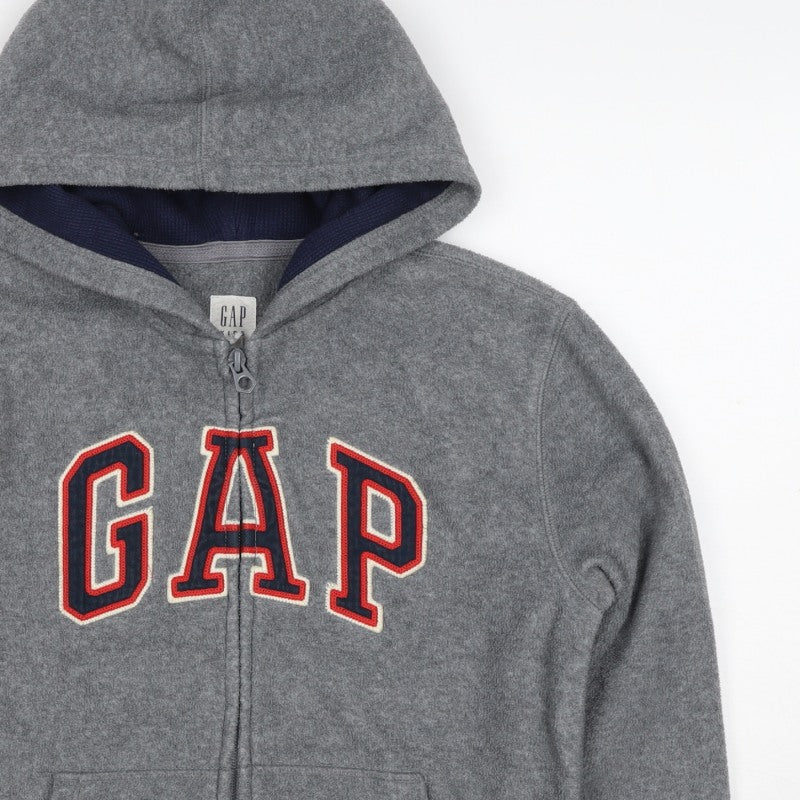 Gap Boys Grey Logo Hooded Fleece Zip Jacket 8-9 Years