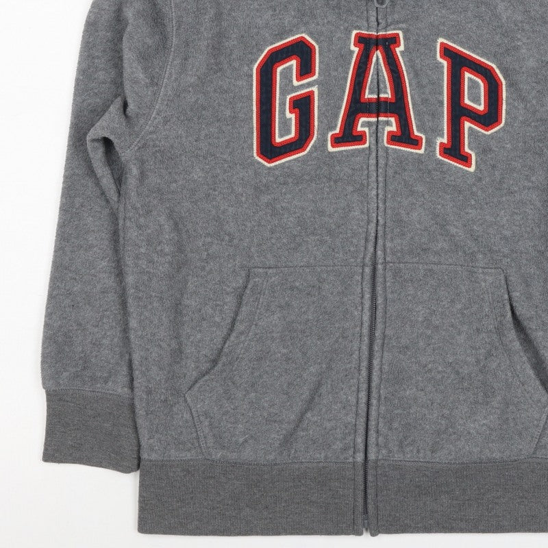 Gap Boys Grey Logo Hooded Fleece Zip Jacket 8-9 Years