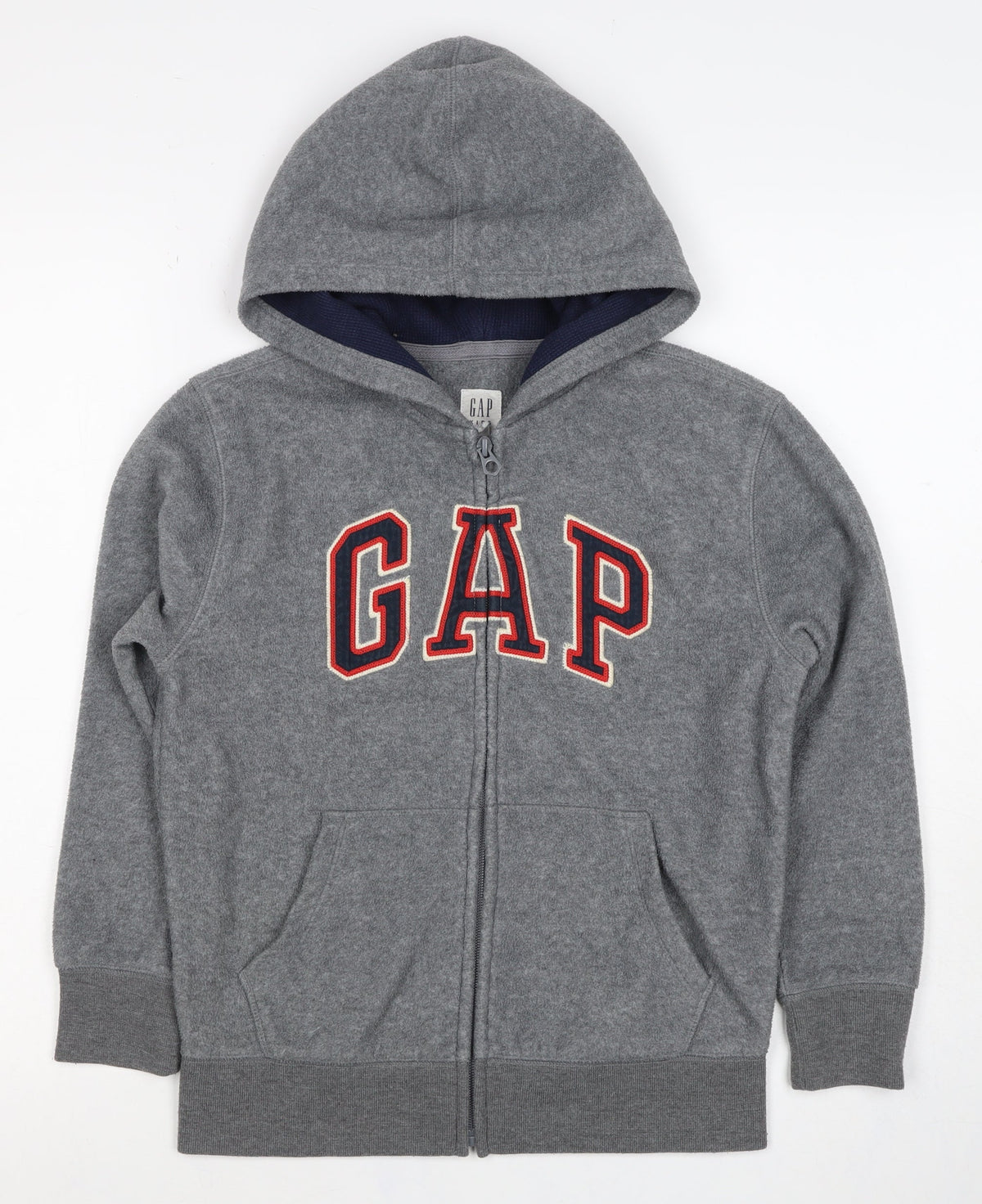 Gap Boys Grey Logo Hooded Fleece Zip Jacket 8-9 Years