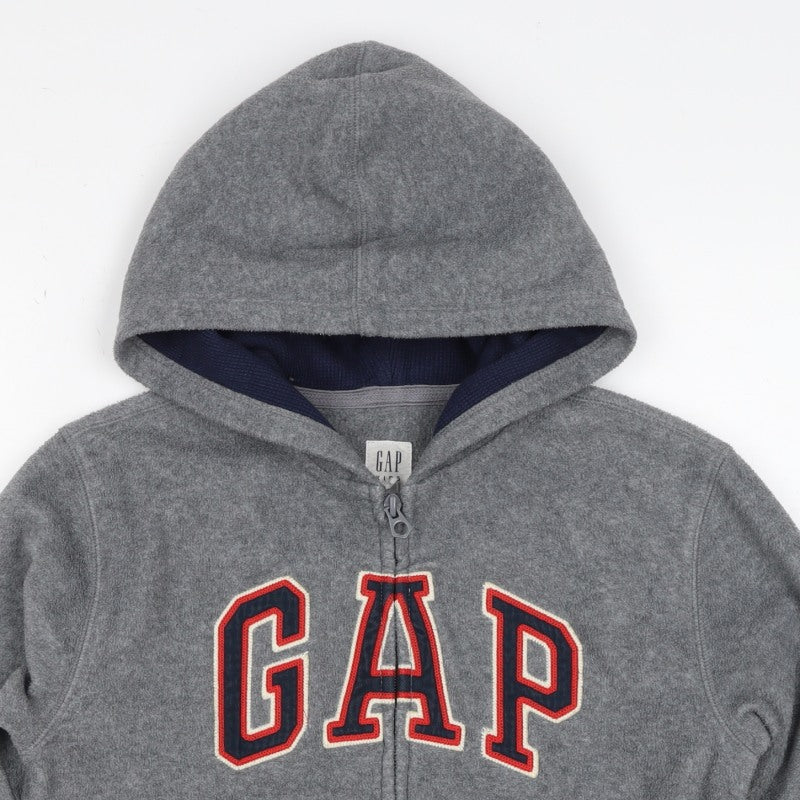 Gap Boys Grey Logo Hooded Fleece Zip Jacket 8-9 Years