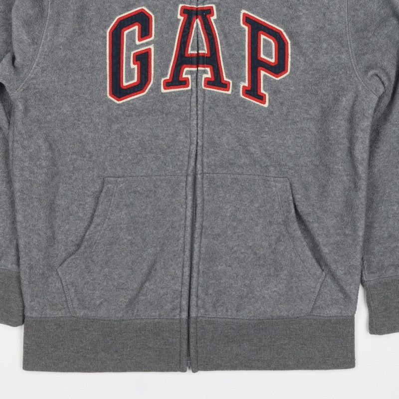 Gap Boys Grey Logo Hooded Fleece Zip Jacket 8-9 Years