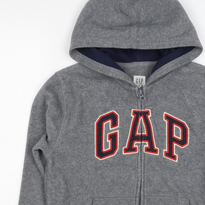 Gap Boys Grey Logo Hooded Fleece Zip Jacket 8-9 Years