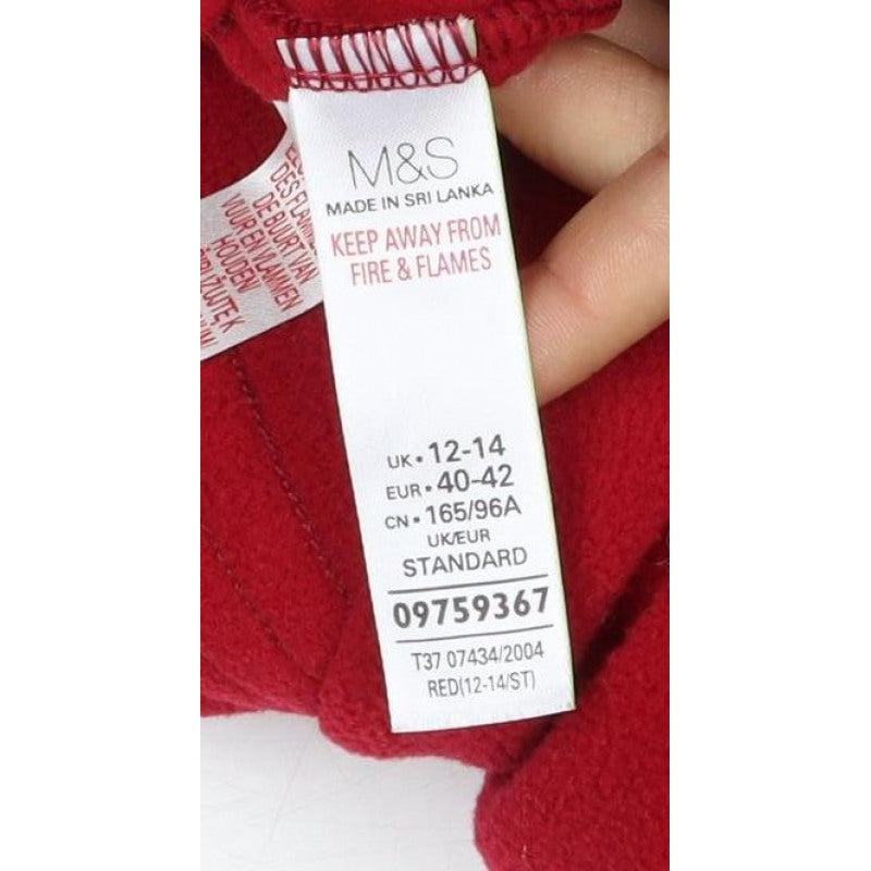 M&S Women’s Red UK 12-14 Long Pea Coat Double-Breasted