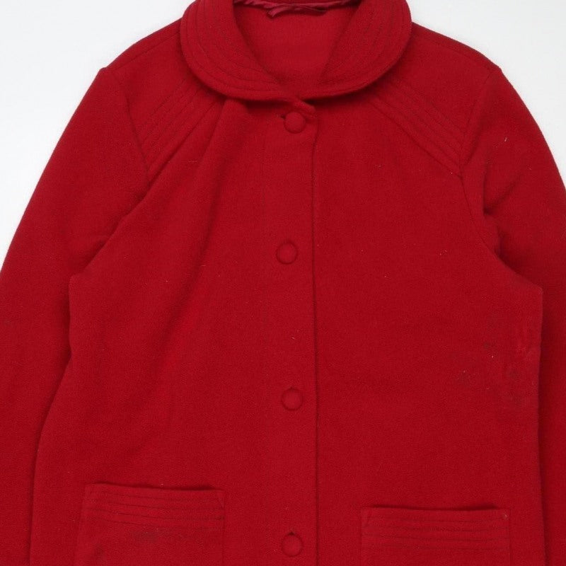 M&S Women’s Red UK 12-14 Long Pea Coat Double-Breasted