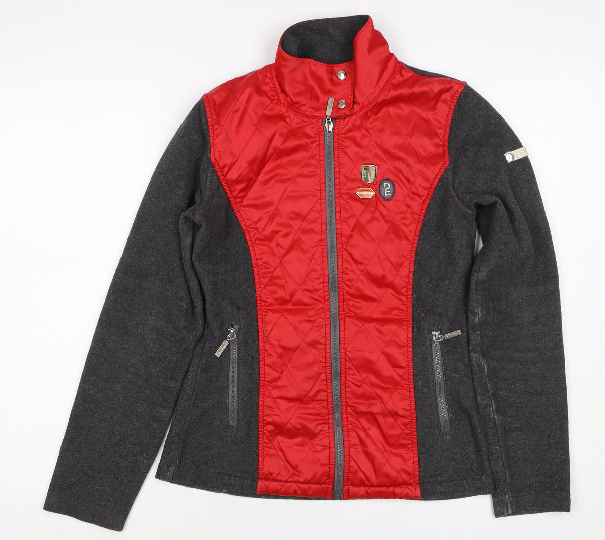 Esperado Women’s Grey Red Quilted Zip Jacket UK 10