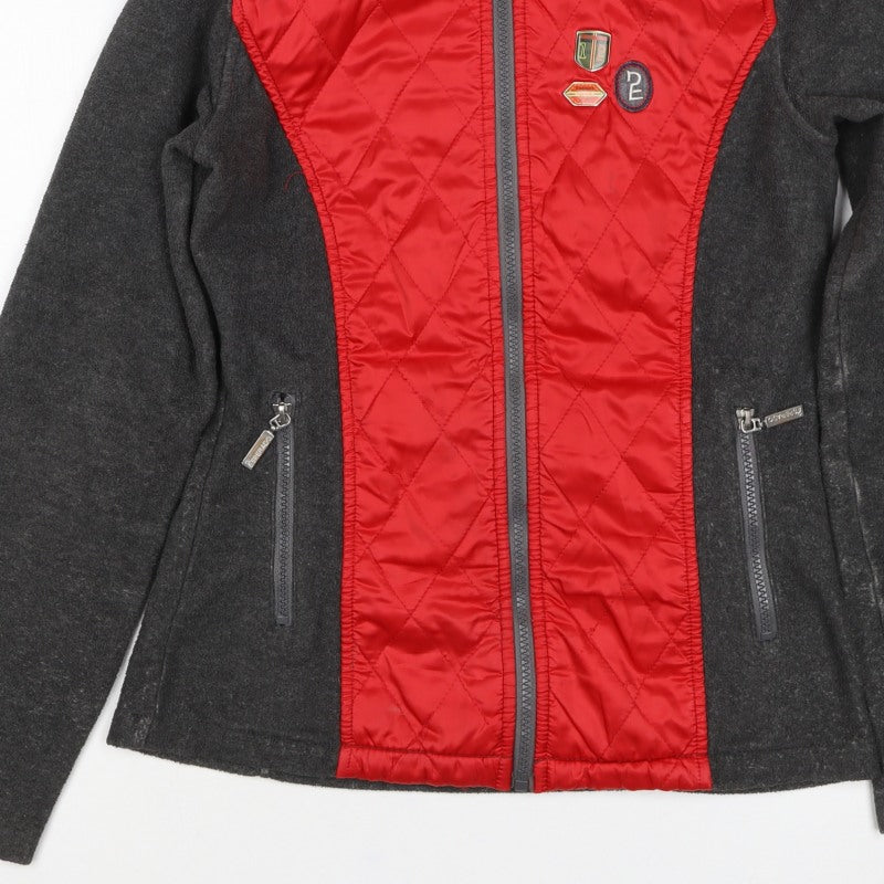 Esperado Women’s Grey Red Quilted Zip Jacket UK 10