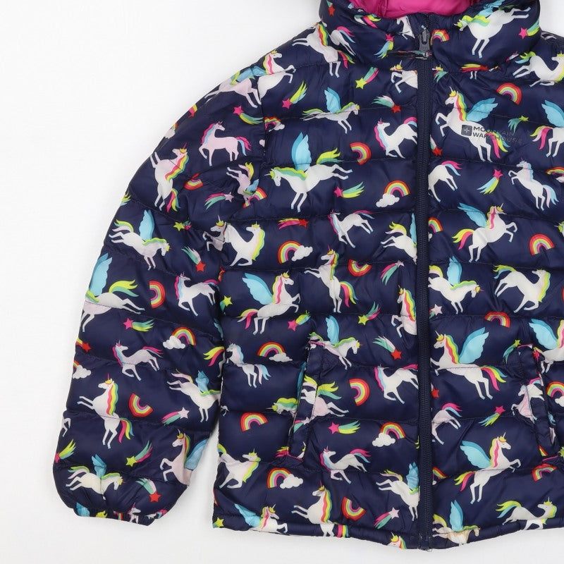 Mountain Warehouse Girls 5-6 Years Navy Unicorn Rainbow Puffer Jacket