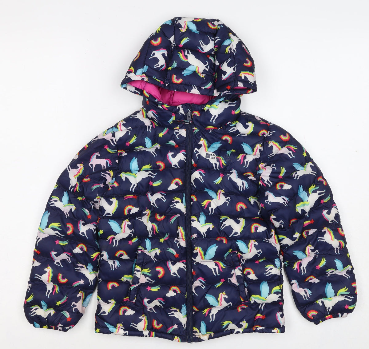 Mountain Warehouse Girls 5-6 Years Navy Unicorn Rainbow Puffer Jacket