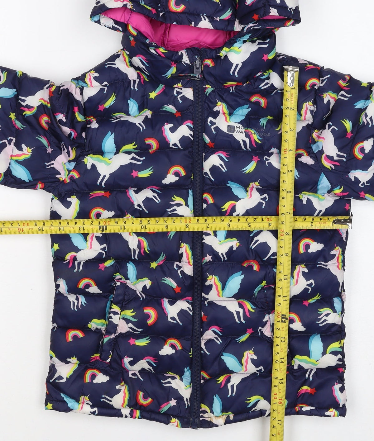 Mountain Warehouse Girls 5-6 Years Navy Unicorn Rainbow Puffer Jacket