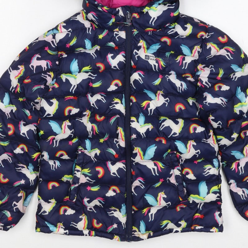 Mountain Warehouse Girls 5-6 Years Navy Unicorn Rainbow Puffer Jacket