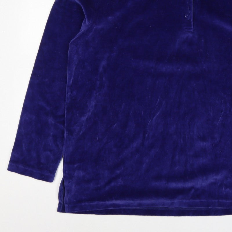 Damart Women’s Blue XL Velour Henley Collared Sweatshirt Cotton Blend