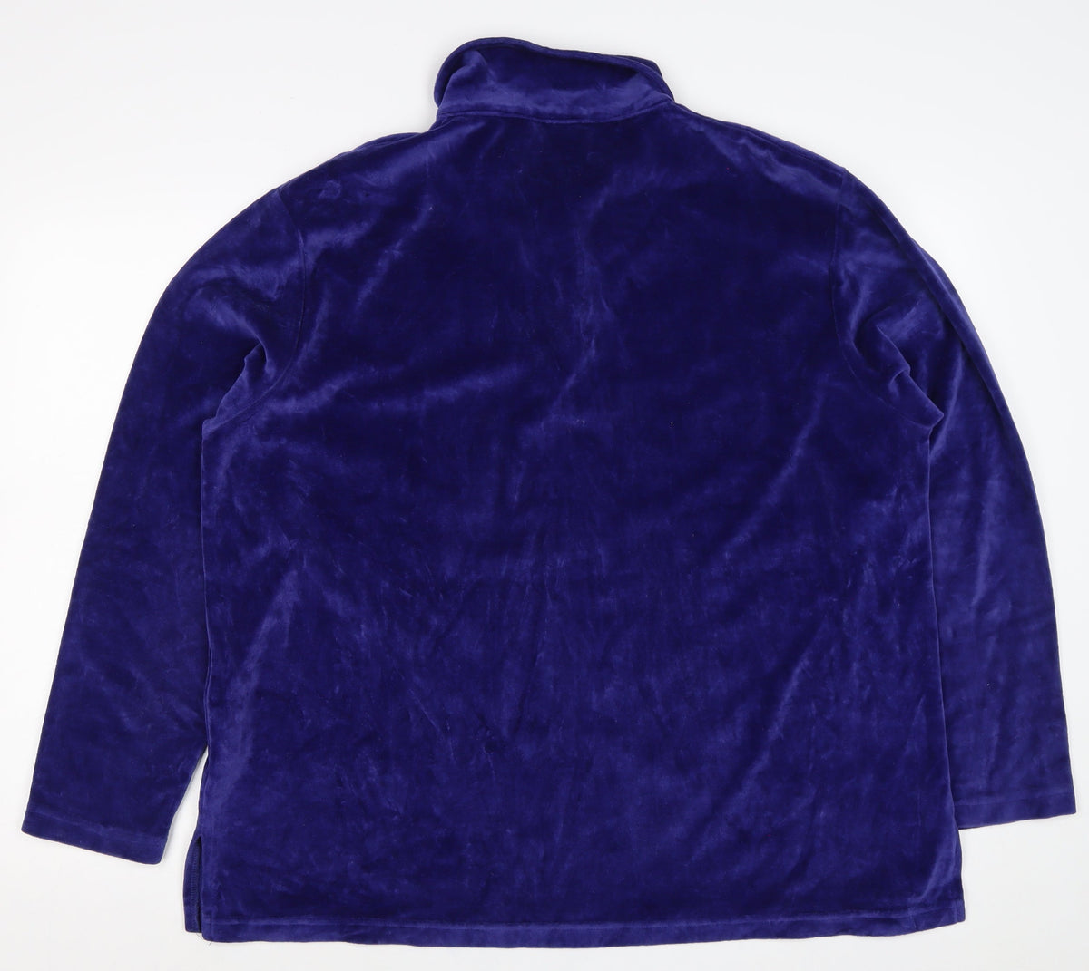 Damart Women’s Blue XL Velour Henley Collared Sweatshirt Cotton Blend