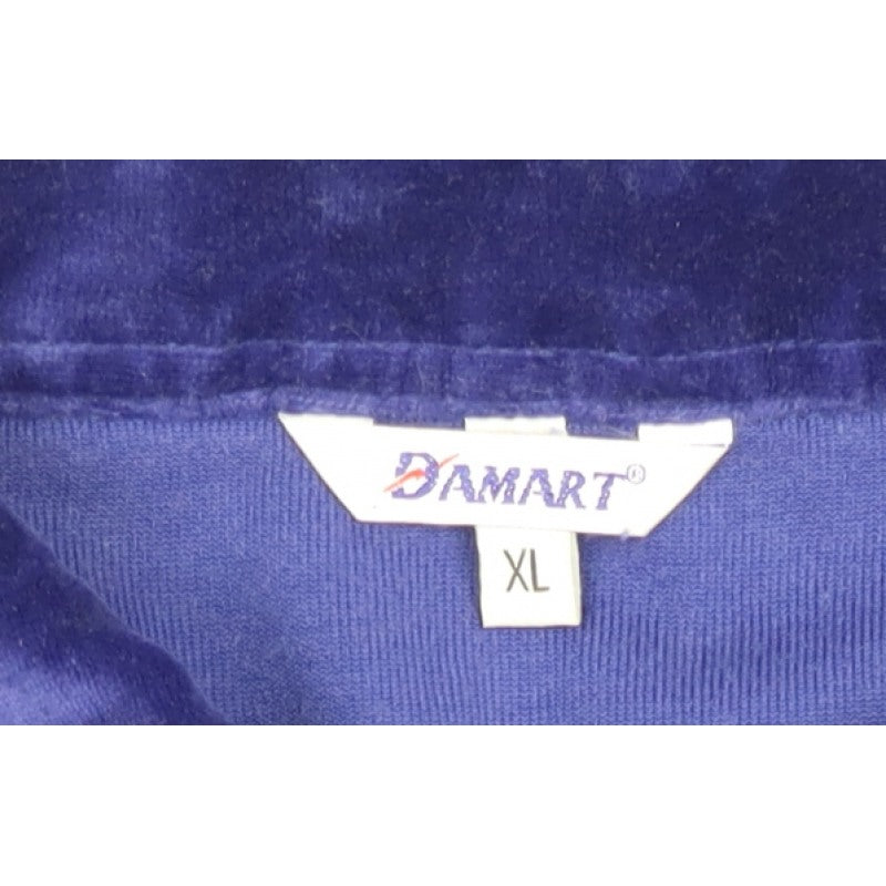 Damart Women’s Blue XL Velour Henley Collared Sweatshirt Cotton Blend