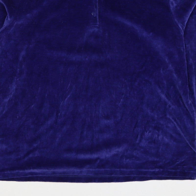 Damart Women’s Blue XL Velour Henley Collared Sweatshirt Cotton Blend