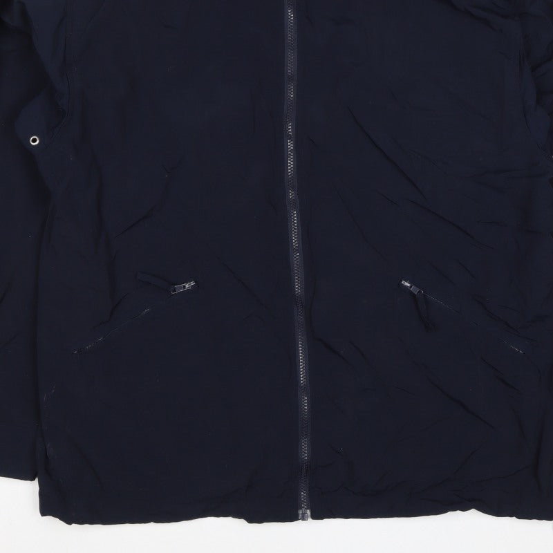 P&D Sports Men’s Navy Nylon Zip Jacket Size L Stand-Up Collar Pockets