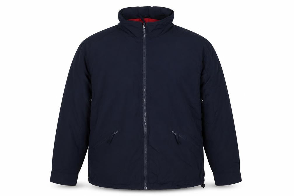 P&D Sports Men’s Navy Nylon Zip Jacket Size L Stand-Up Collar Pockets