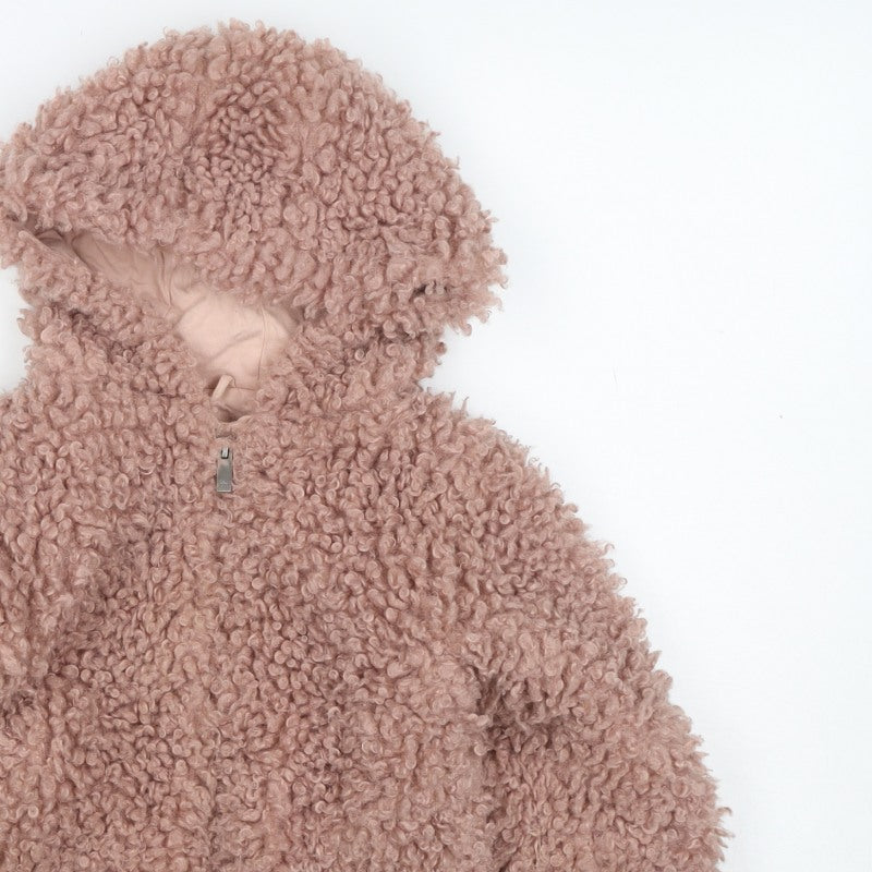 Francesca Riley Girls Pink Teddy Fleece Hooded Zip Jacket Age 5 Years
