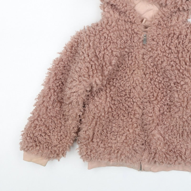 Francesca Riley Girls Pink Teddy Fleece Hooded Zip Jacket Age 5 Years
