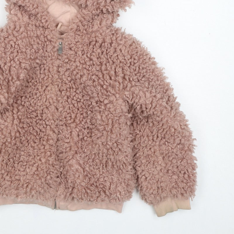 Francesca Riley Girls Pink Teddy Fleece Hooded Zip Jacket Age 5 Years