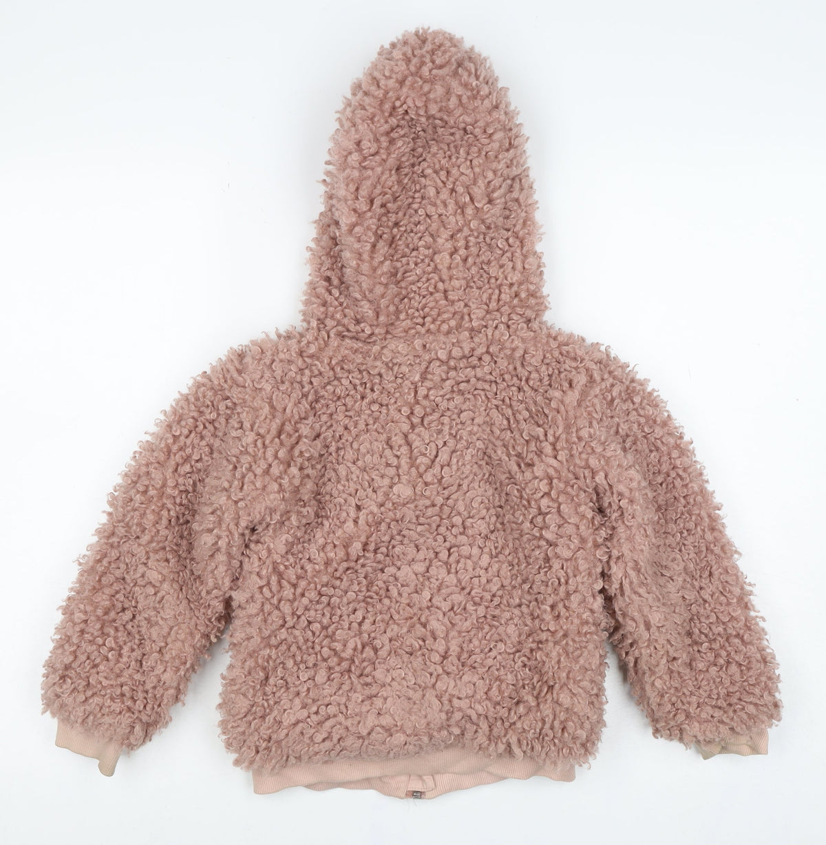 Francesca Riley Girls Pink Teddy Fleece Hooded Zip Jacket Age 5 Years