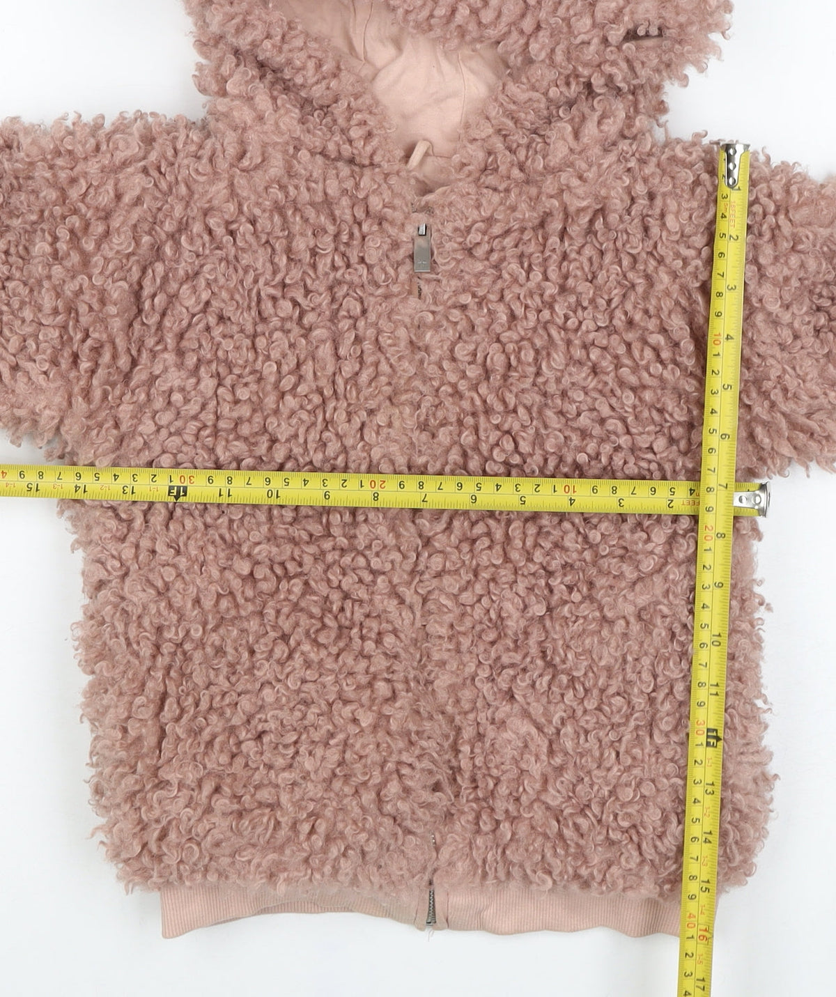 Francesca Riley Girls Pink Teddy Fleece Hooded Zip Jacket Age 5 Years