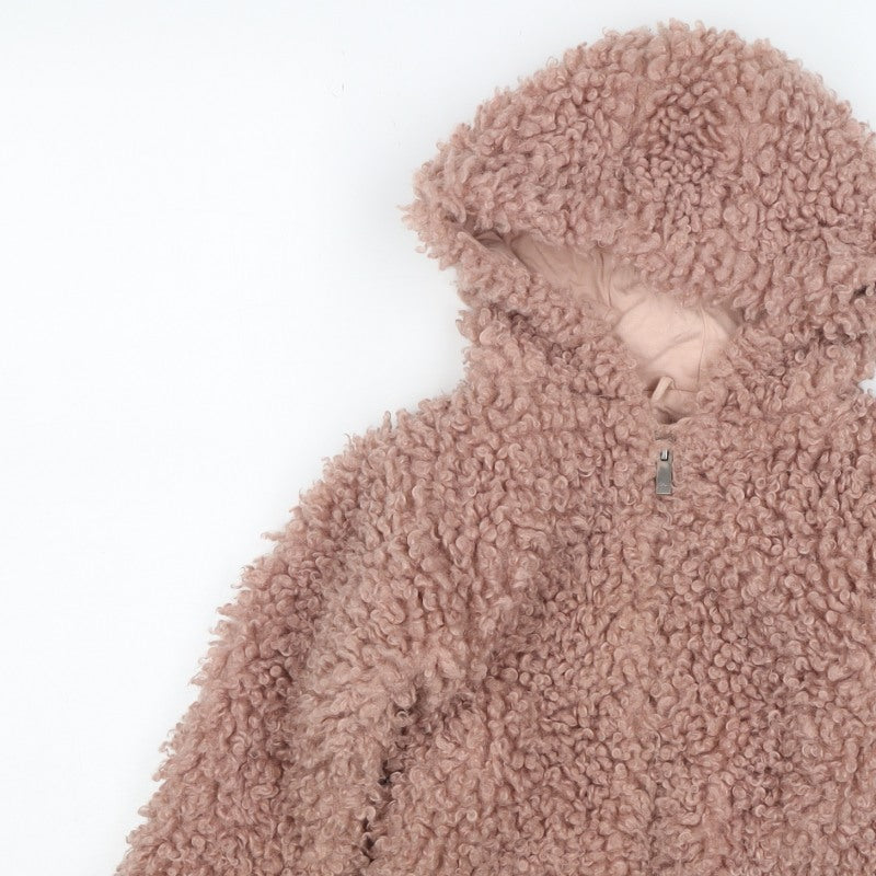 Francesca Riley Girls Pink Teddy Fleece Hooded Zip Jacket Age 5 Years