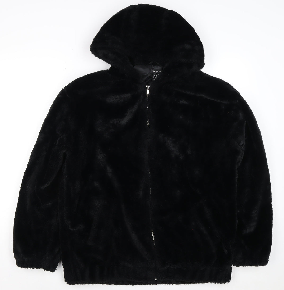 New Look Tall Women’s Black Faux Fur Hooded Zip Jacket UK 12