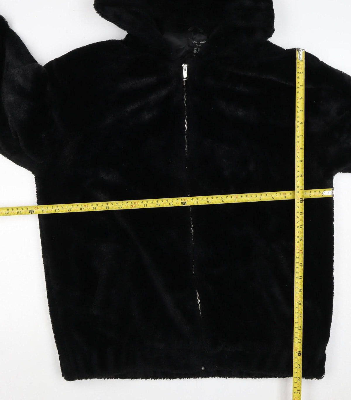 New Look Tall Women’s Black Faux Fur Hooded Zip Jacket UK 12