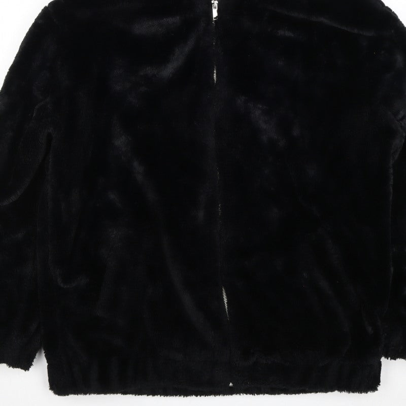 New Look Tall Women’s Black Faux Fur Hooded Zip Jacket UK 12