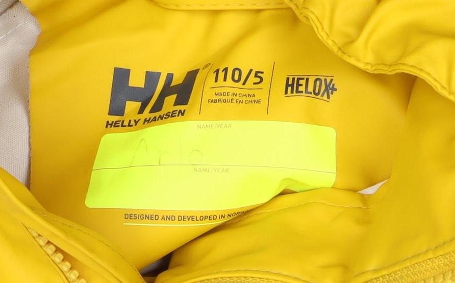 Helly Hansen Unisex Kids Yellow 5 Years Hooded Waterproof Rain Jacket