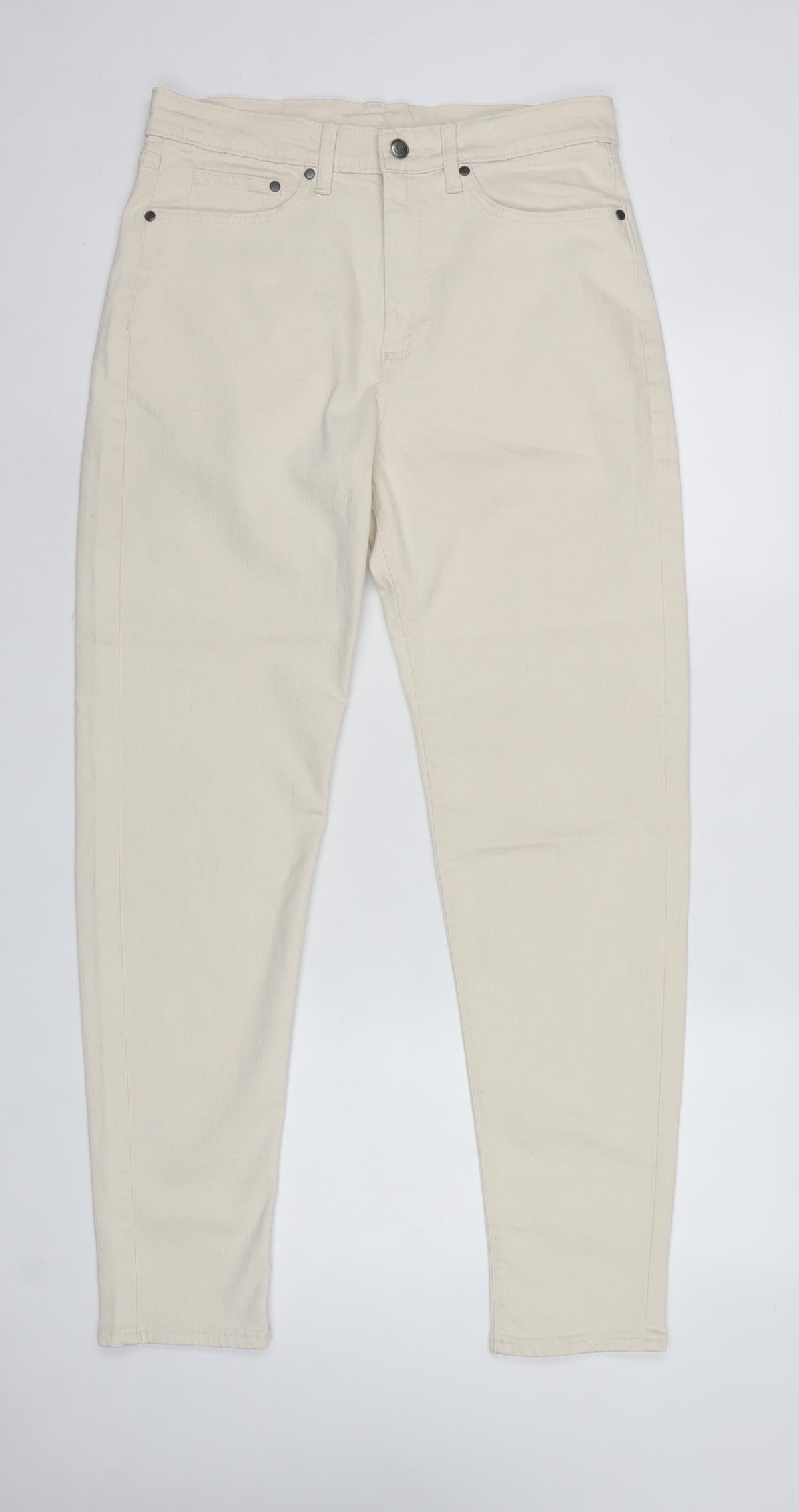 M&S Mens Beige W32 L33 Tapered Stretch Cotton Blend Jeans