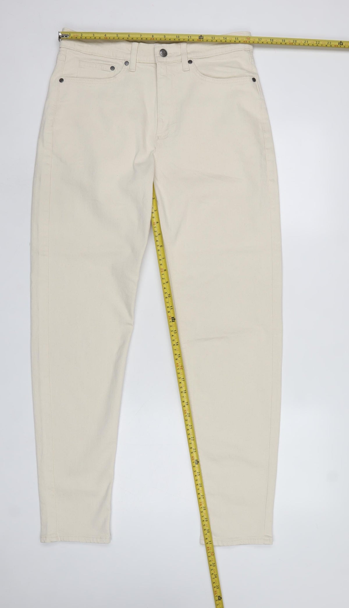 M&S Mens Beige W32 L33 Tapered Stretch Cotton Blend Jeans