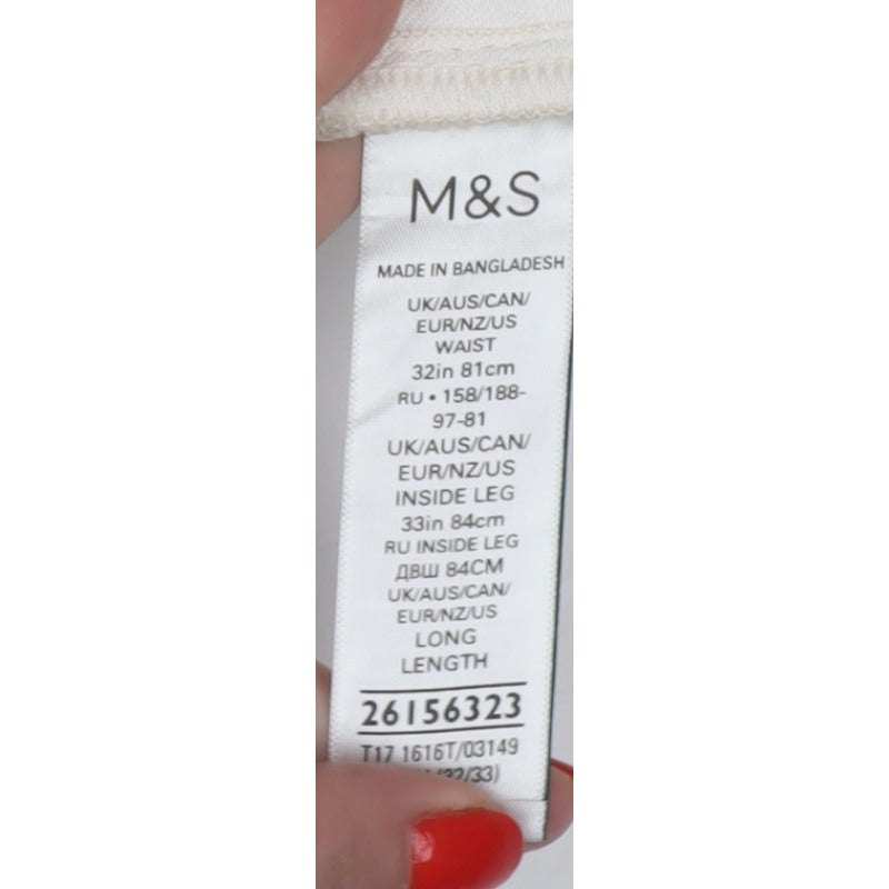M&S Mens Beige W32 L33 Tapered Stretch Cotton Blend Jeans